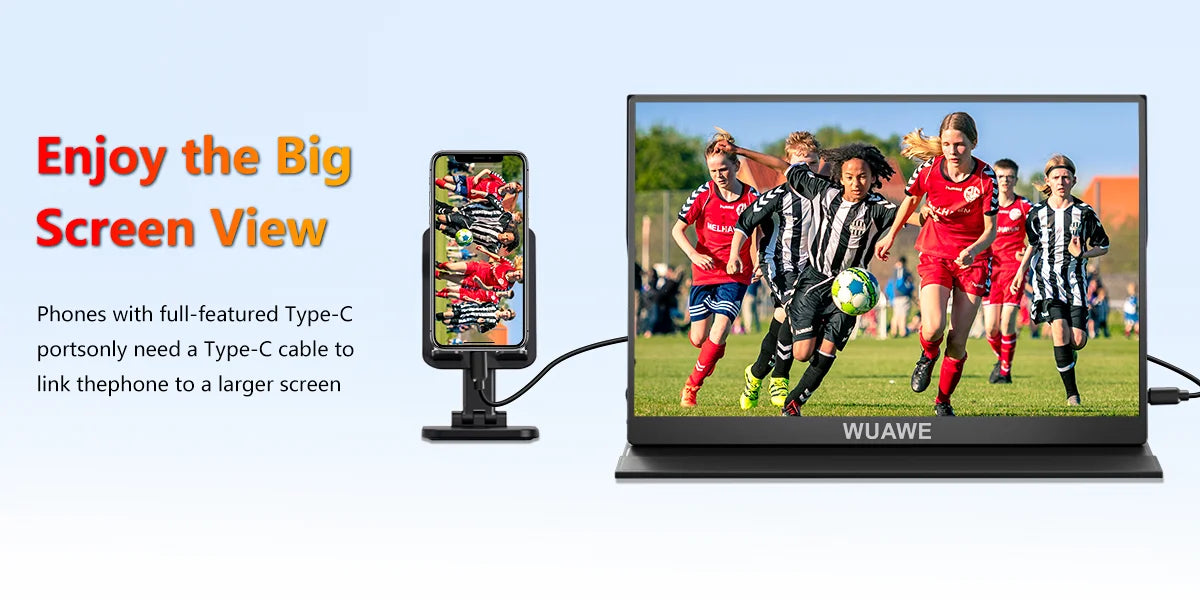 WUAWE 15.6 inch Portable Monitor Laptop, 15.6-inch 1080p72 NTSC 100 sRGB USB C HDMI Travel External Second Computer Screen HDRi