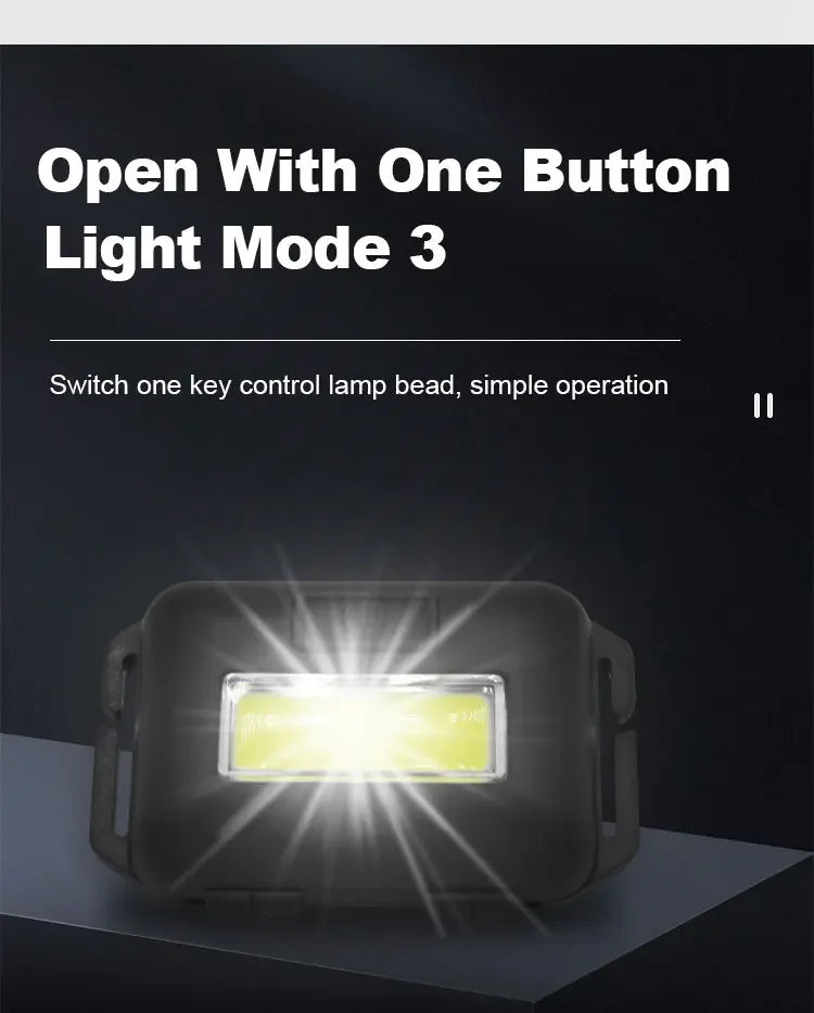 Camping Led Mini Headlights Portable Cob Headlamps Waterproof Head Front Light With 3 Switch Modes Led Lights Head Light