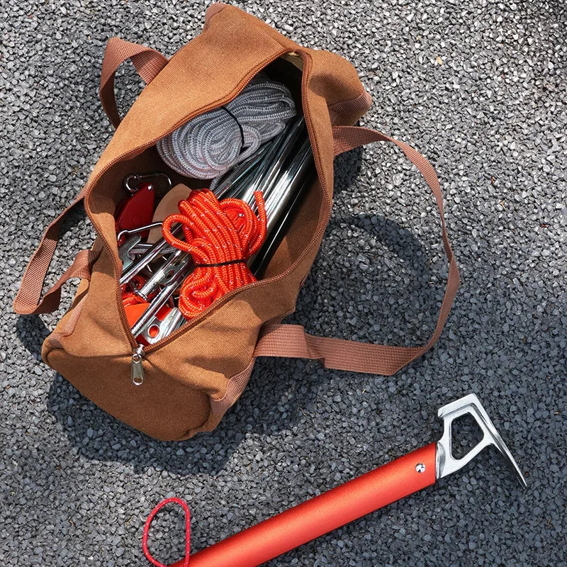 Camping Tools Storage Bag Large Capacity Cylinder Tent Stake Bag Lightweight Tent Peg Ground Nail Holder Bag for Outdoor Camping
