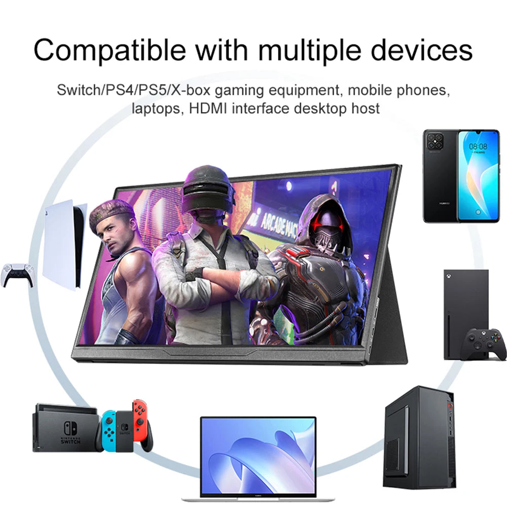 LANLIPU 14/15.6/16inch Portable Monitor IPS For Laptop XBox PS4 / 5 Switch Cell Phone Computer Extension Gaming  Travel Screen