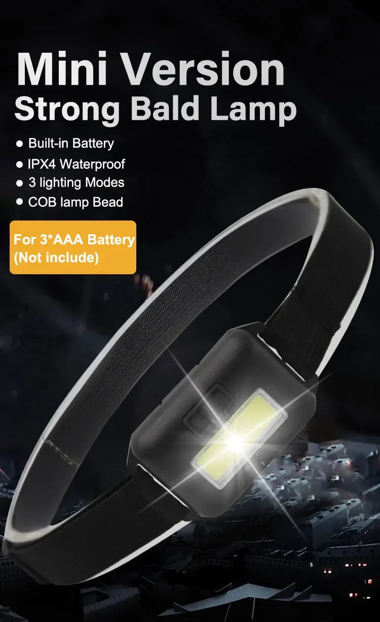 Camping Led Mini Headlights Portable Cob Headlamps Waterproof Head Front Light With 3 Switch Modes Led Lights Head Light