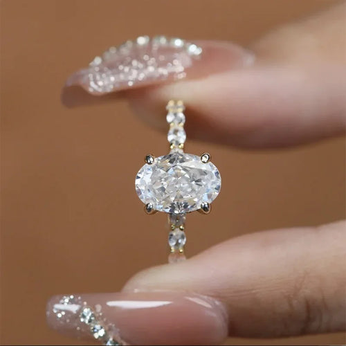 14K Gold Lab Diamond Ring 100% Real 925 Sterling Silver Engagement Wedding Band Rings for Women Bridal Promise Jewelry Gift