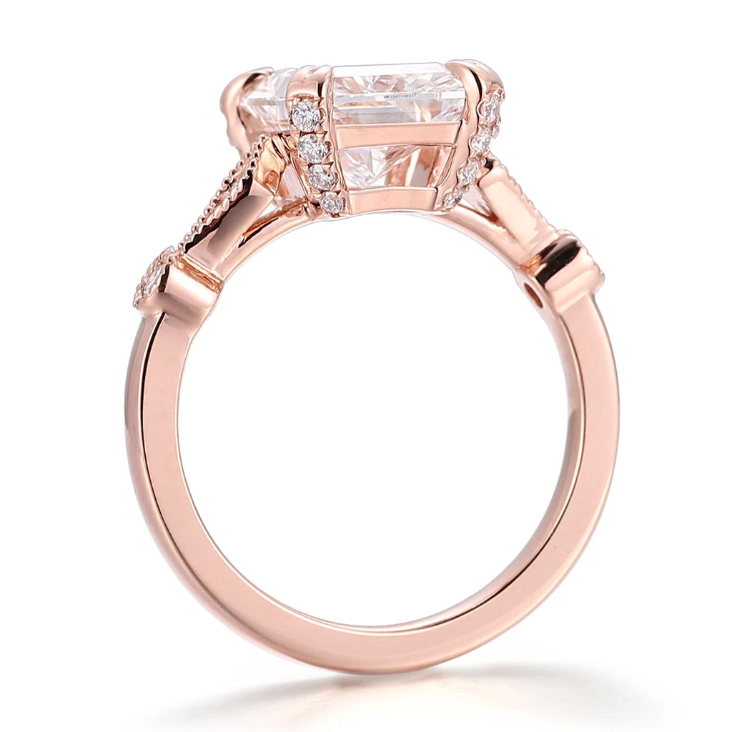 Provence 10K 14K rose gold wedding ring stackable 3CT radiant cut lab diamond engagement rings for women romantic promiss gifts