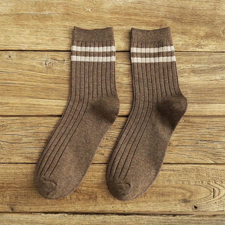 5/7 Pairs Men's New Striped Casual Breathable Socks High Quality Harajuku Retro Socks Men's Socks Autumn Winter One Size 38-44