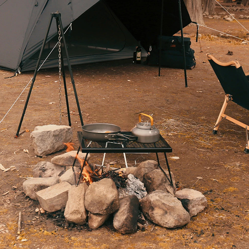 Campfire Grill Grate Folding Camp Fire Cooking Rack Foldable Over Fire Camp Grill Heavy Duty for Outdoor BBQ Camping