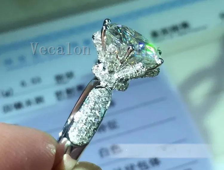 Engagement Wedding Band Rings for Women 3ct Lab Diamond Ring 925 Sterling Silver Female Finger Ring
