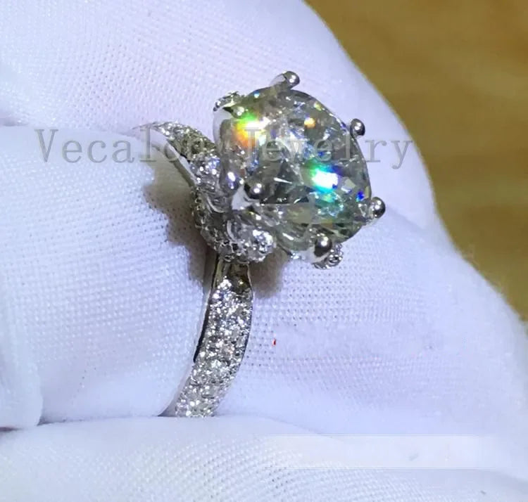 Engagement Wedding Band Rings for Women 3ct Lab Diamond Ring 925 Sterling Silver Female Finger Ring