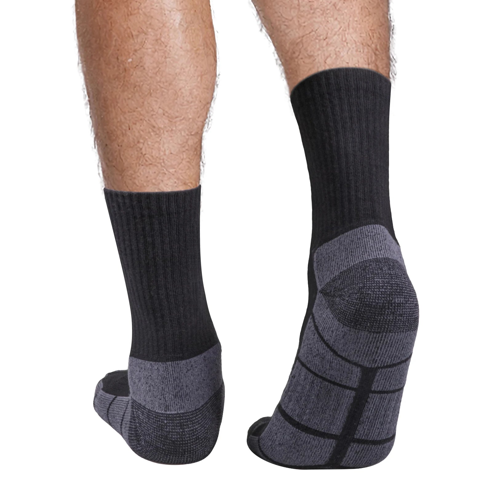 5 Pairs Men's Socks Cushioned Sports Wicking Breathable Performance Cotton Crew Socks for Training Hiking Walking Work Athletic
