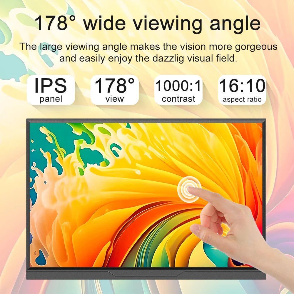 16inch Mobile Portable Monitor Touchscreen IPS Second Game Screen Extended Display for Laptop with Bracket For xbox/raspberry Pi