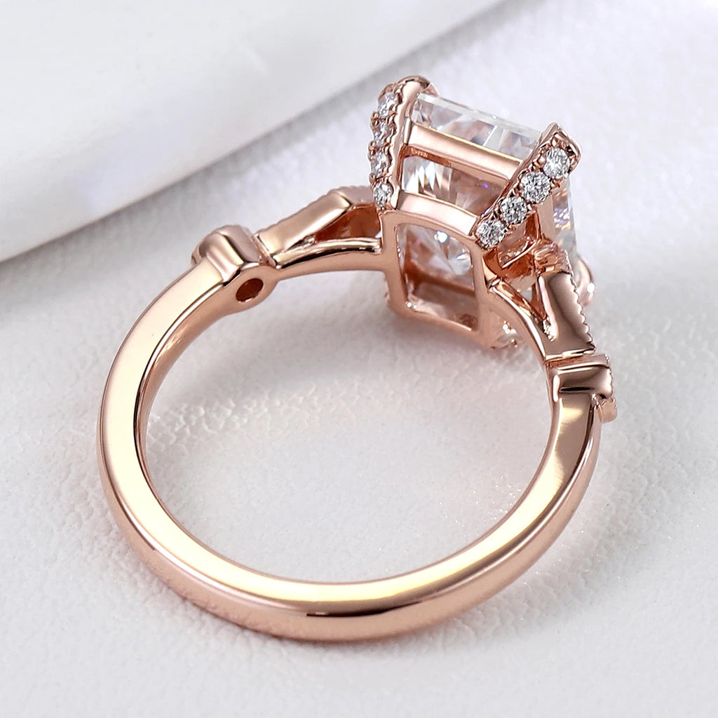 Provence 10K 14K rose gold wedding ring stackable 3CT radiant cut lab diamond engagement rings for women romantic promiss gifts