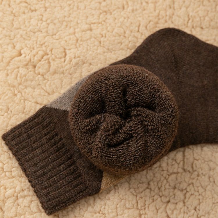 Winter Thick Warm Men's Merino Wool Socks Diamond Plaid Fashion Terry Socks High Quality Harajuku Retro Casual Socks For Men
