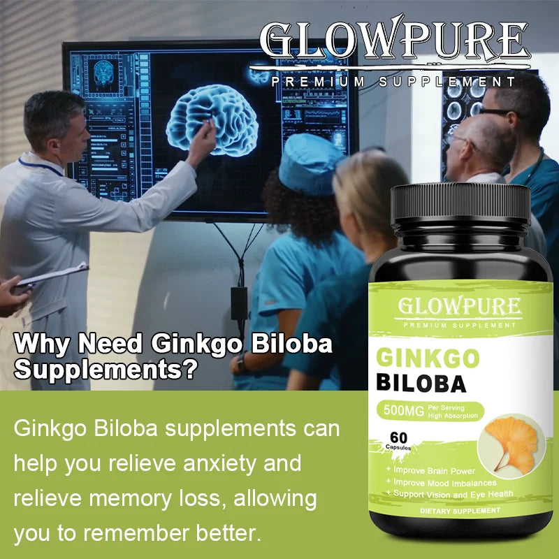 Ginkgo Biloba for Brain & Memory Support - Cognitive Function & Focus Enhancer, Mental Clarity Supplement