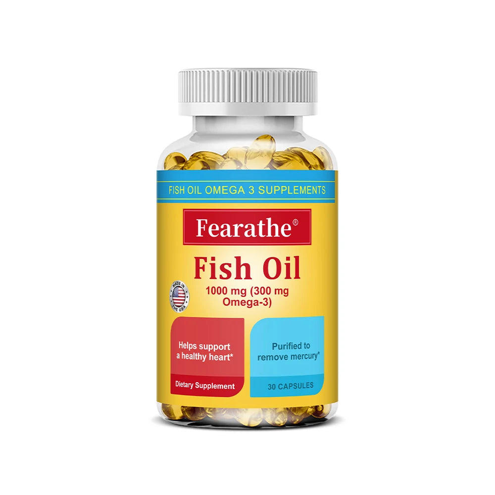 Fish Oil Omega-3 Supplement 1000mg - Supports Heart, Brain, and Joint Health - 120 High-Purity Softgels