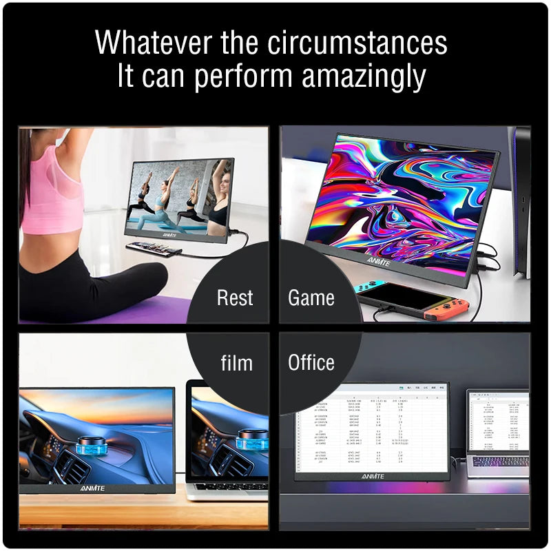 Anmite 16-Inch Portable Touch Monitor Non-touch optional 1200P HDR 16:10 For XBox PS4 / 5 Switch Cell Phone PC Loptop Extension