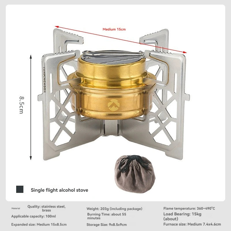 CAMPINGMOON AS-1-ST Alcohol Stove Rack Outdoor Small Picnic Equipment Brass Stove liquid Alcohol Stove Head Rack