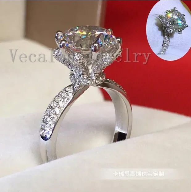 Engagement Wedding Band Rings for Women 3ct Lab Diamond Ring 925 Sterling Silver Female Finger Ring