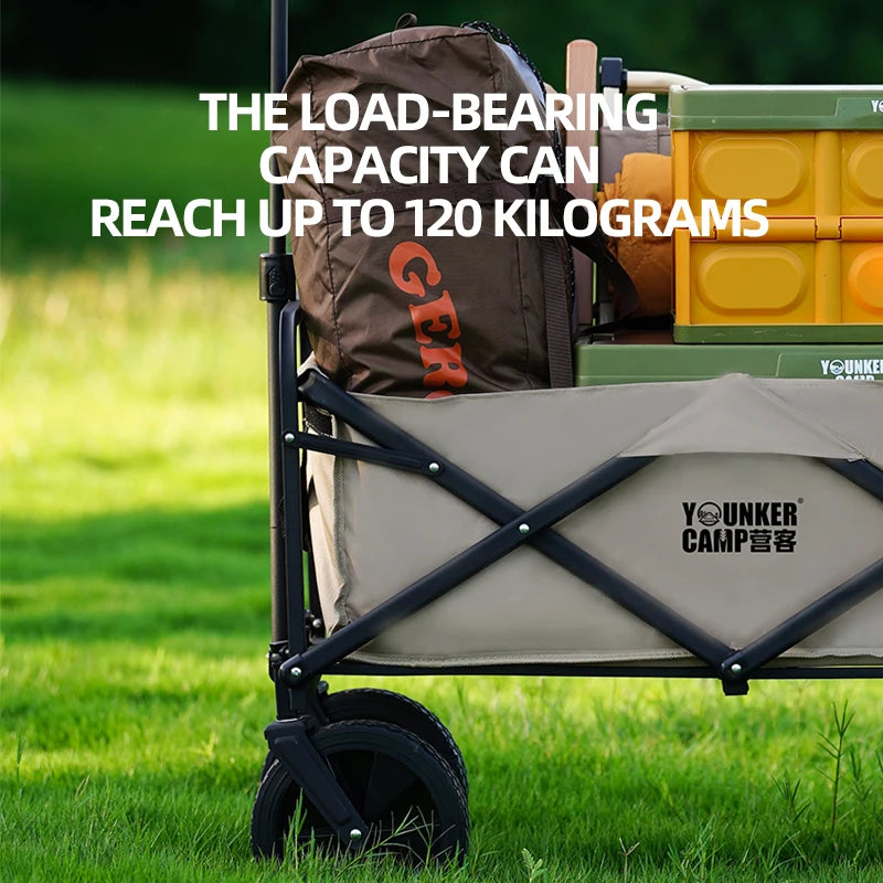 Large Capacity Collapsible Folding Utility Beach Wagon Cart Heavy Duty Fold Wagon Outdoor Trolley Portable Camping Cart