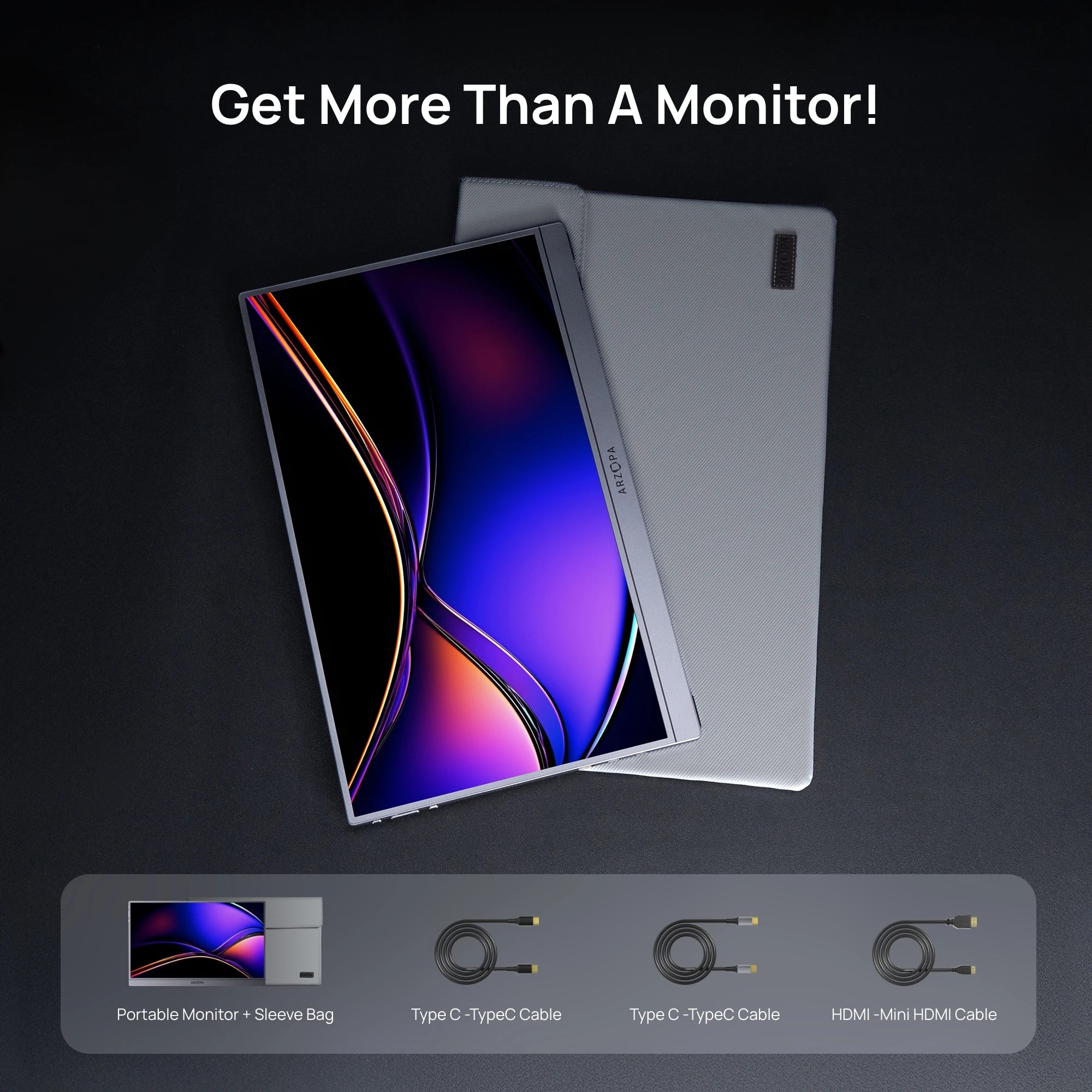 [New] ARZOPA 16.1'' 144Hz Portable Monitor,106% sRGB,1080P,with storage Bag,External Second Screen,Z1FC-Grey