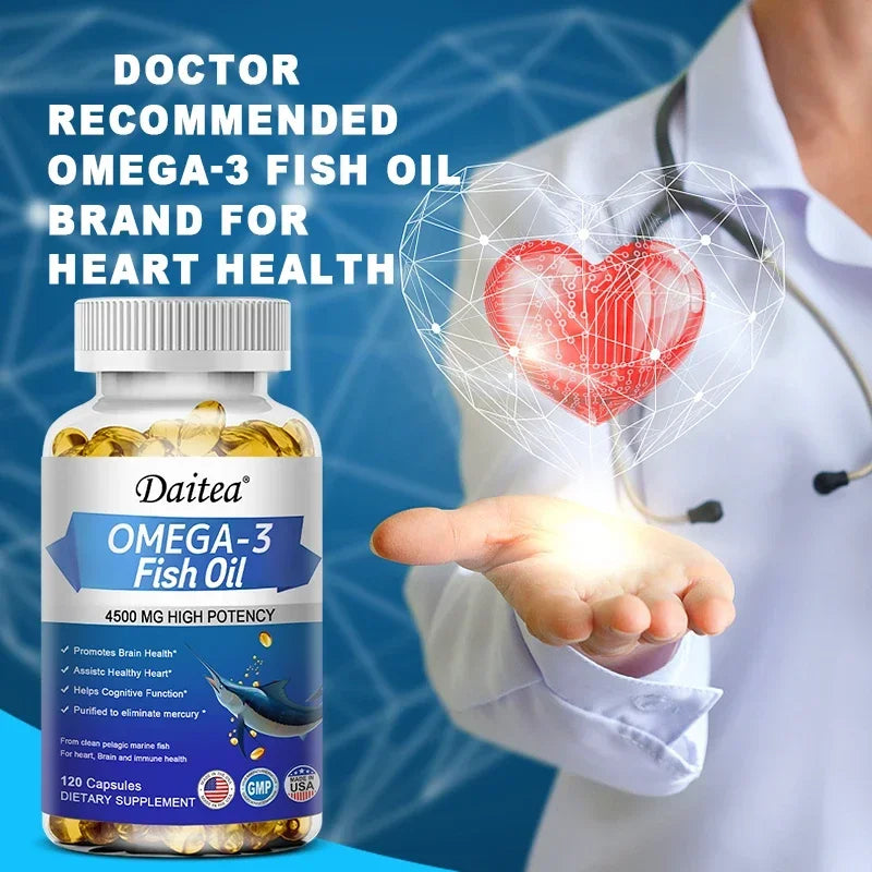Omega 3 Fish Oil-Supports Brain,Cardiovascular and Skin Health,Benefits The Nervous System,Antioxidant Effects-Easy To Swallow
