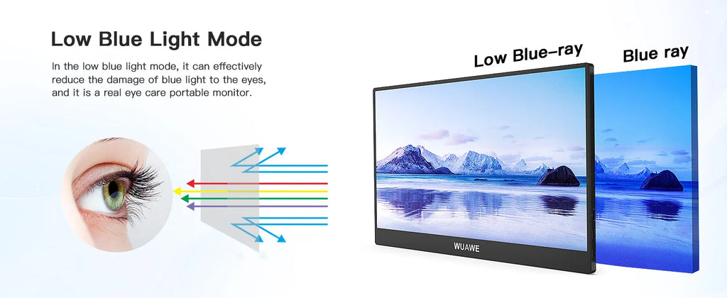 WUAWE 15.6 inch Portable Monitor Laptop, 15.6-inch 1080p72 NTSC 100 sRGB USB C HDMI Travel External Second Computer Screen HDRi