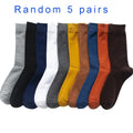 5 Pairs High Quality Spring Autumn Men's Cotton Socks Size38-45 Long Socks For Men Dress Socks Male Gifts Business Casual Sox