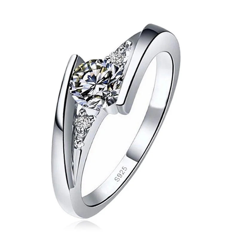 Classic Female Round Zircon Ring Vintage Wedding Jewelry Promise Romantic Engagement Rings For Women Gift