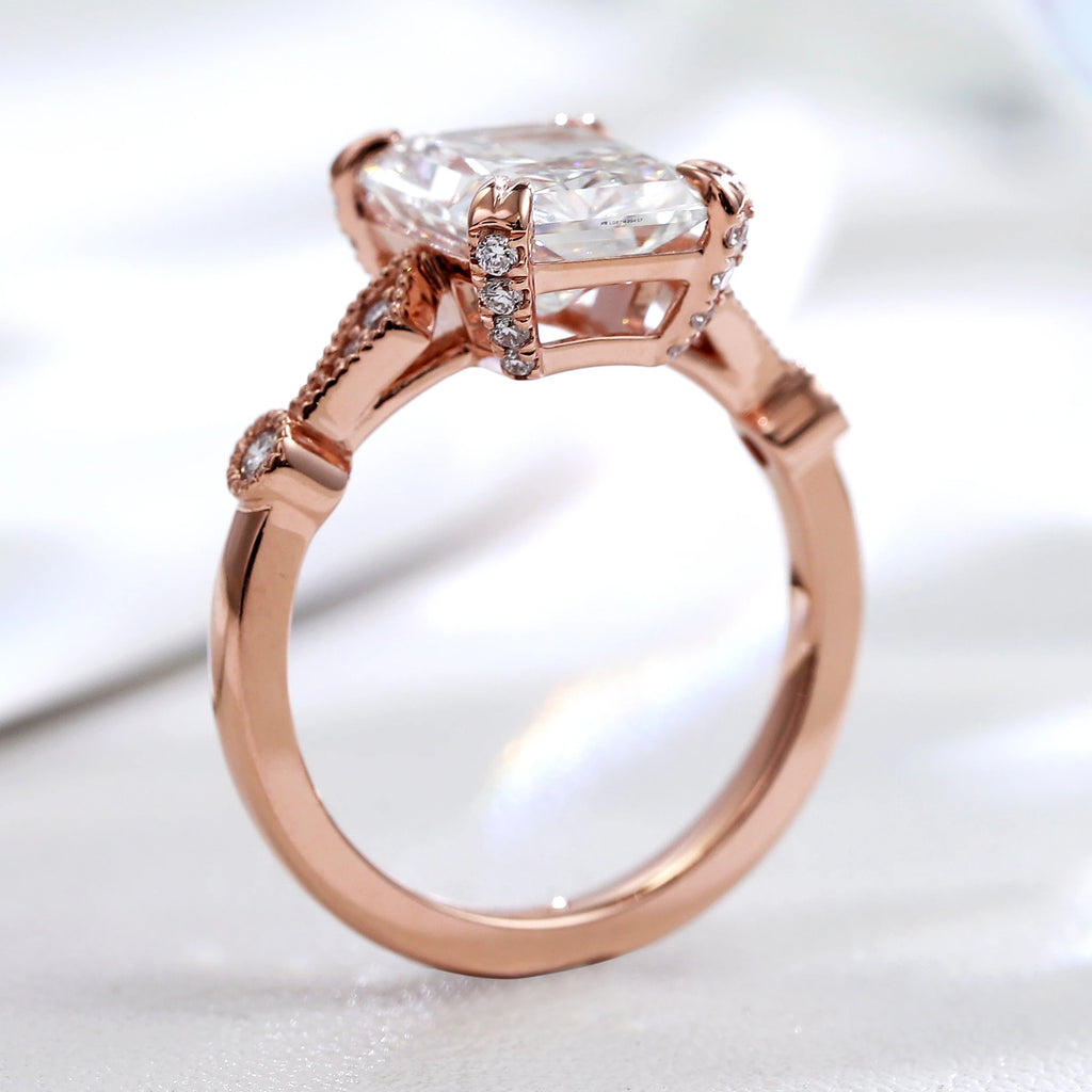 Provence 10K 14K rose gold wedding ring stackable 3CT radiant cut lab diamond engagement rings for women romantic promiss gifts