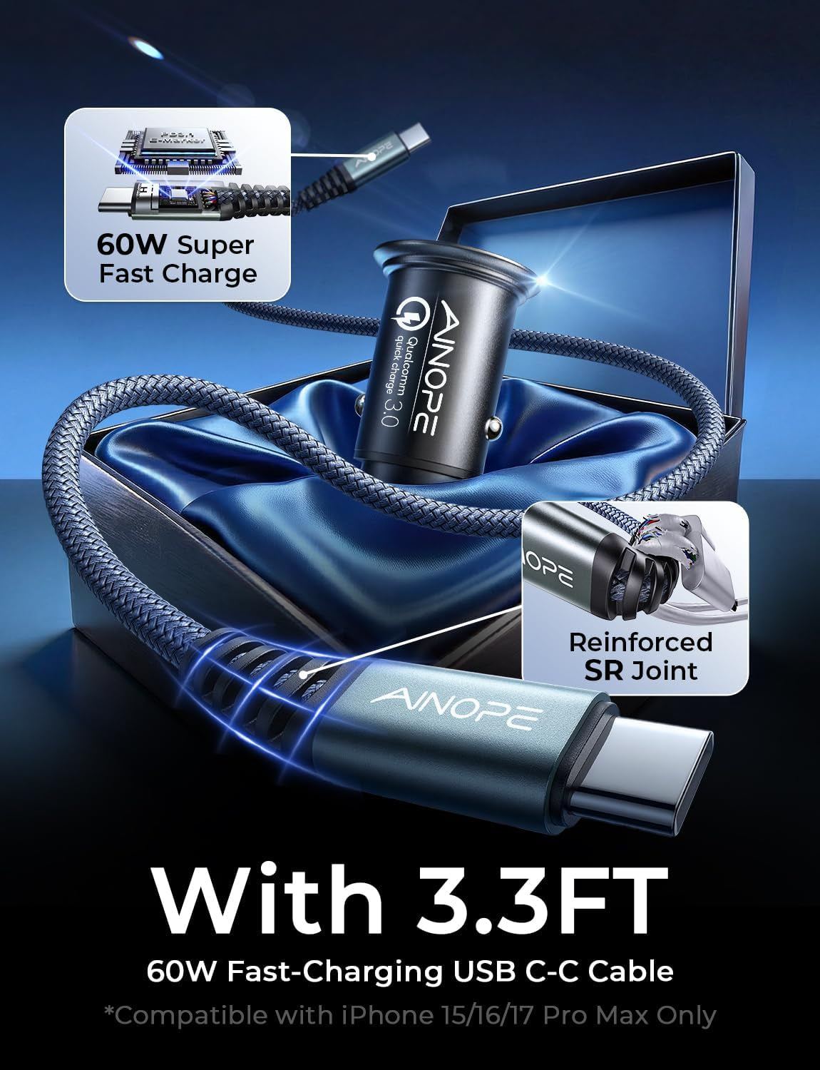 67.5W Car Charger USB C Fast Charge for Iphone 17 Pro Max, PD 45W USB C Car Charger Fast Charging【Mini &Metal】Cigarette Lighter Adapter USB-C Charger for Samsung Galaxy S26 S25 for Iphone16 15