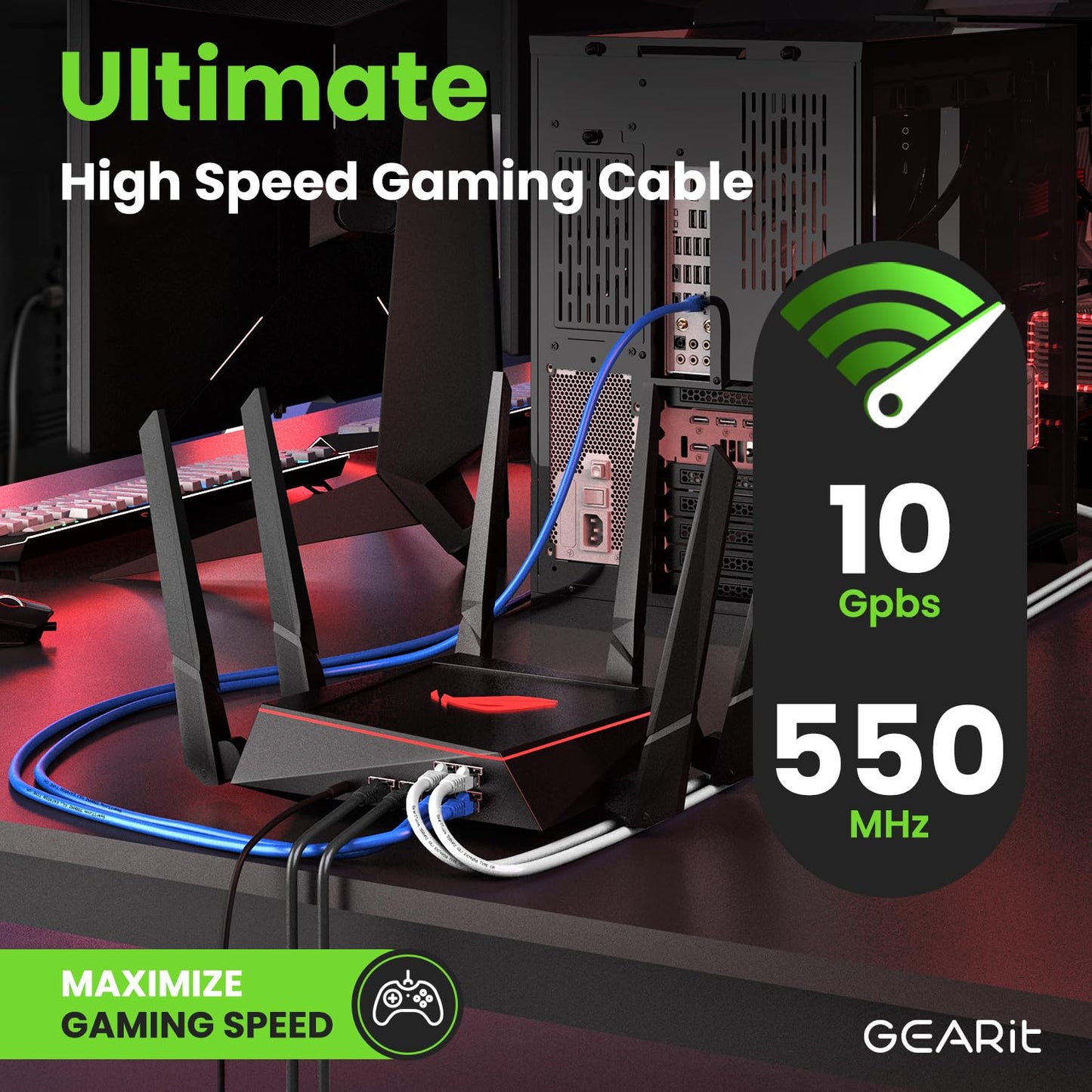 Cat 6 Ethernet Cable Pack - 24-Pack 5 Ft Cat6 Ethernet Patch Cables | RJ45 Network Patch Cable, 10 Gbps Snagless Gold-Plated Connectors - Ethernet Cable Cat 6 for PC, TV, Router - Black