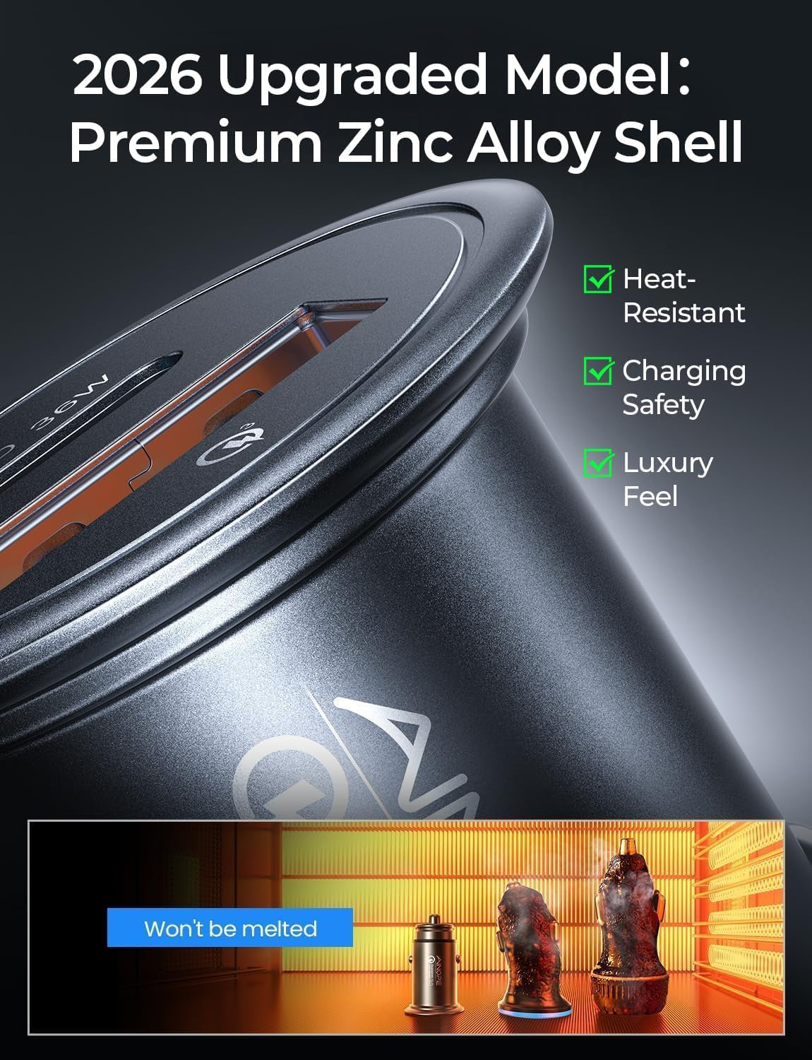 67.5W Car Charger USB C Fast Charge for Iphone 17 Pro Max, PD 45W USB C Car Charger Fast Charging【Mini &Metal】Cigarette Lighter Adapter USB-C Charger for Samsung Galaxy S26 S25 for Iphone16 15